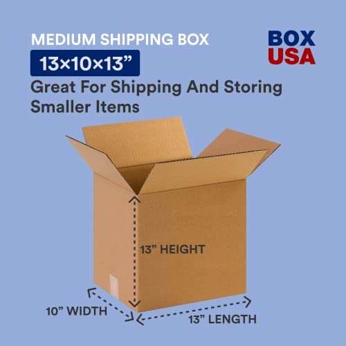 BOX USA Moving Boxes Medium 13"L x 10"W x 13"H, 25-Pack, Corrugated Cardboard Box for Packing, Shipping and Storage