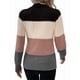 thumbnail image 3 of Suéteres de Bloque de Color para Mujer, Blusas de Larga con Cuello Alto, Suéter de Punto Holgado. Rosa XL, 3 of 7