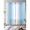 thumbnail image 2 of Sky Blue Ombre Sheer Curtains for Living Room Bedroom Farmhouse Modern Art Sheer Curtains 96 Inch Long 2 Panels Set Light Filtering Curtain Window Treatments Drapes for Dining Room, 2 of 6
