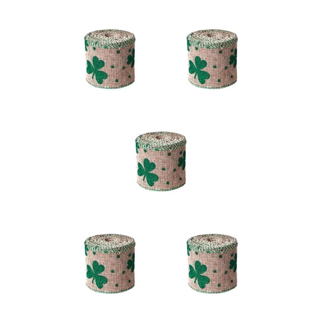 Cateissary Cintas Patrón verde Arpillera Envoltura de purpurina Trébol Cinta artesanal Feliz Festival Decoración DIY Artesanía Accesorios Type5 NO5