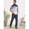 thumbnail image 2 of DARING DIVA Men's Colorblock Striped Short Sleeve Three Button Polo Shirts L Blue White, 2 of 7