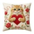 thumbnail image 2 of Valentine Decor Cat Love Heart Plush Pillowcase Furry Pal Red Rose Bedroom Sofa Pillow Cover Valentine's Day Decorations for Home, 2 of 5