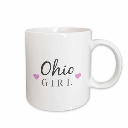

3dRose Ohio Girl - home state pride - USA - United States of America - text and cute girly pink hearts Ceramic Mug 11-ounce