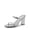 SILVER, variant on Women's Square Open Toe Block Heels Two Strap Slip On High Heeled Slides Sandals