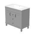 thumbnail image 6 of 36" Bathroom Vanity without Top Sink, Solid Wood Frame Modern Bathroom Storage Cabinet with 2 Soft Closing Doors and 2 Drawers, Soft Closing Cabinet Door with Organizer, Grey, 6 of 9