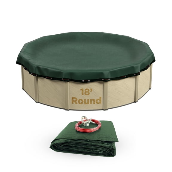 Buffalo Blizzard Round Supreme Plus Green/Black Winter Swimming Pool Cover, 18'