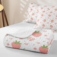 thumbnail image 4 of Manfei Cute Strawberry Bow Bed Spread Queen,Blossom Fruit Queen Coverlet Set,3 Pieces,1 Quilt and 2 Pillowcases, 4 of 7