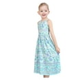 thumbnail image 2 of Girls Dress Blue Floral Halter Hollow Back Cotton Summer Beach 12 Years, 2 of 7
