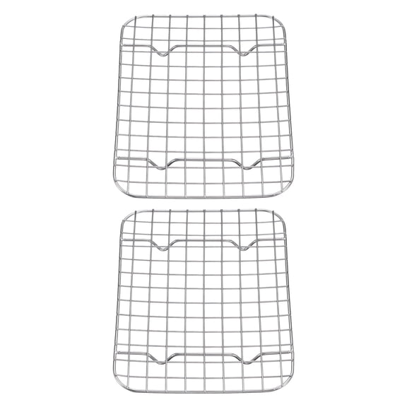 Uxcell 2pcs Square BBQ Mesh Grill 8.7" x 6.3" 201 Stainless Steel Cooling Rack with 17mm 4-Legs