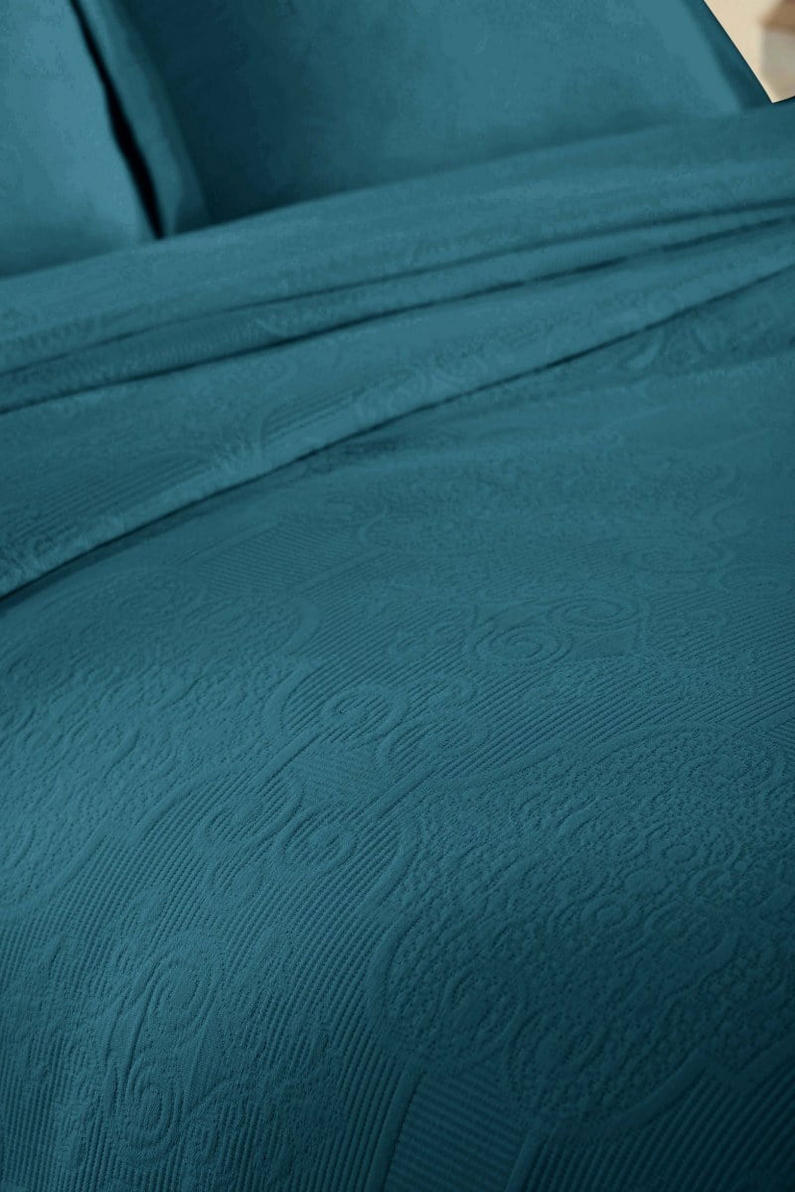 Superior 3-Piece Florin Cotton Matelasse Deep Sea Bedspread Set, Full