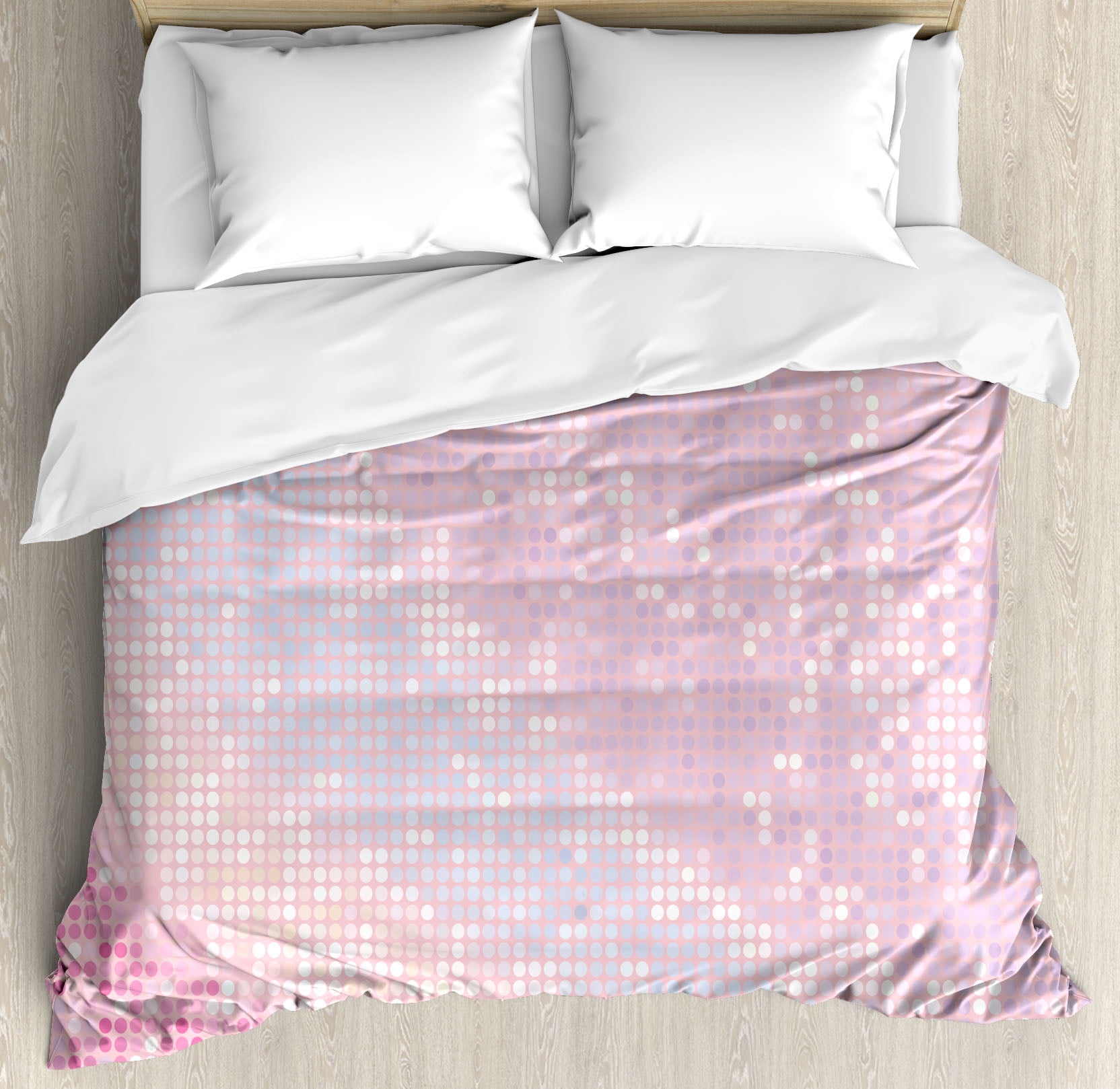 Modern Queen Size Duvet Cover Set Abstract Pattern In Pastel Pink
