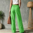 thumbnail image 4 of Womens Cotton Linen Wide Leg Pants High Waisted Straight Business Casual Pants Summer Office Work Trousers with Pockets, 2XL, 4 of 4