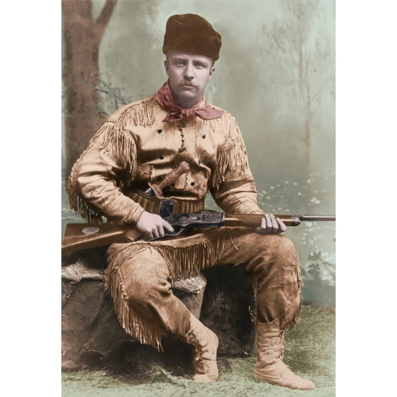 Young Theodore Roosevelt Dressed In Deer Skins History (18 x 24)
