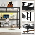thumbnail image 6 of Firscook Full Size Metal Loft Bed with Built-in Desk, LED Light & USB Port for Teens and Adults, Black, 6 of 9