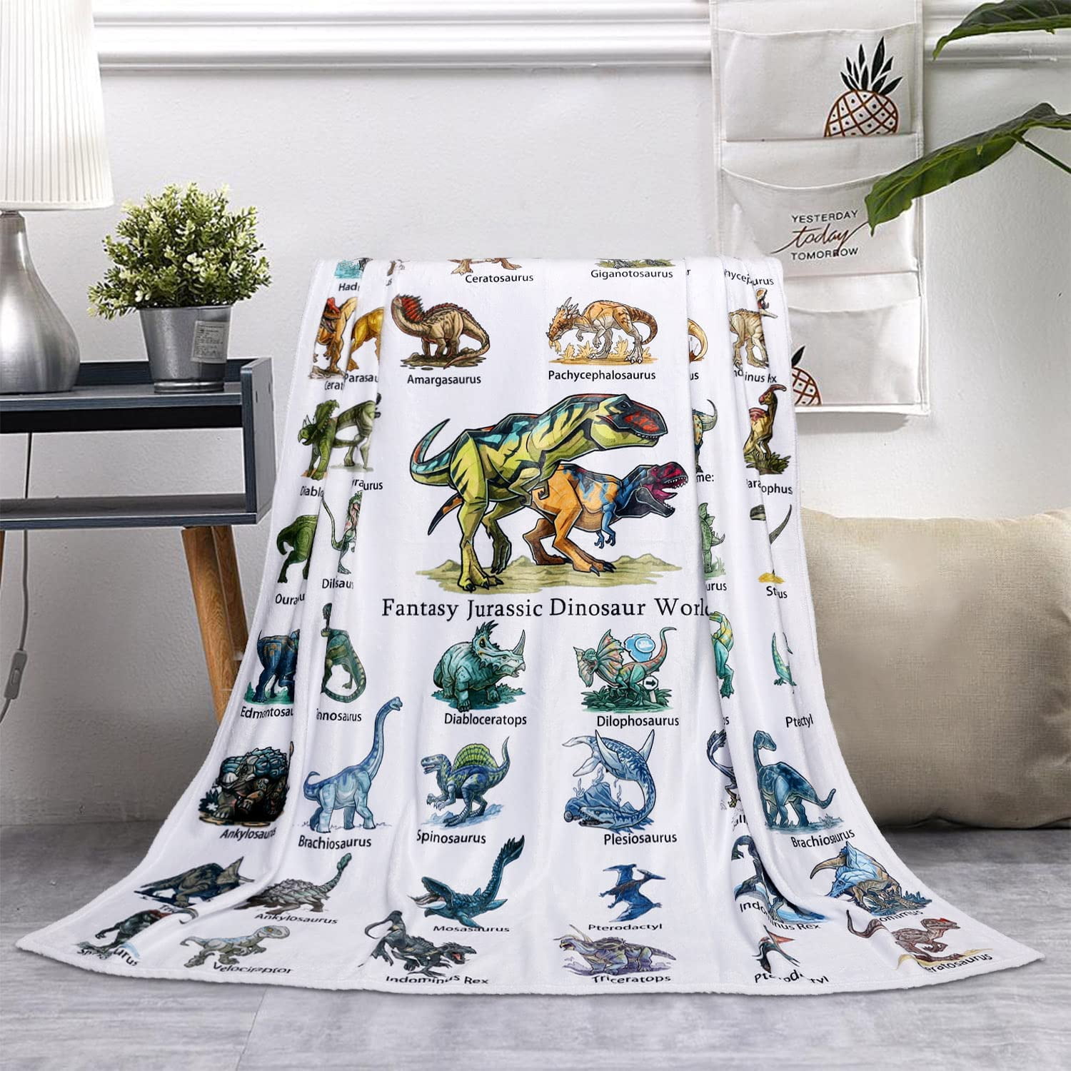 Dinosaur Blanket for Boys Teens - Jurassic Dino Park World Kids Sofa Bed Blanket - Soft Cozy Flannel Throw Blanket Funny Dinosaur Gifts for Jurrassic Dinosaur Fans 50 x 60 Inch