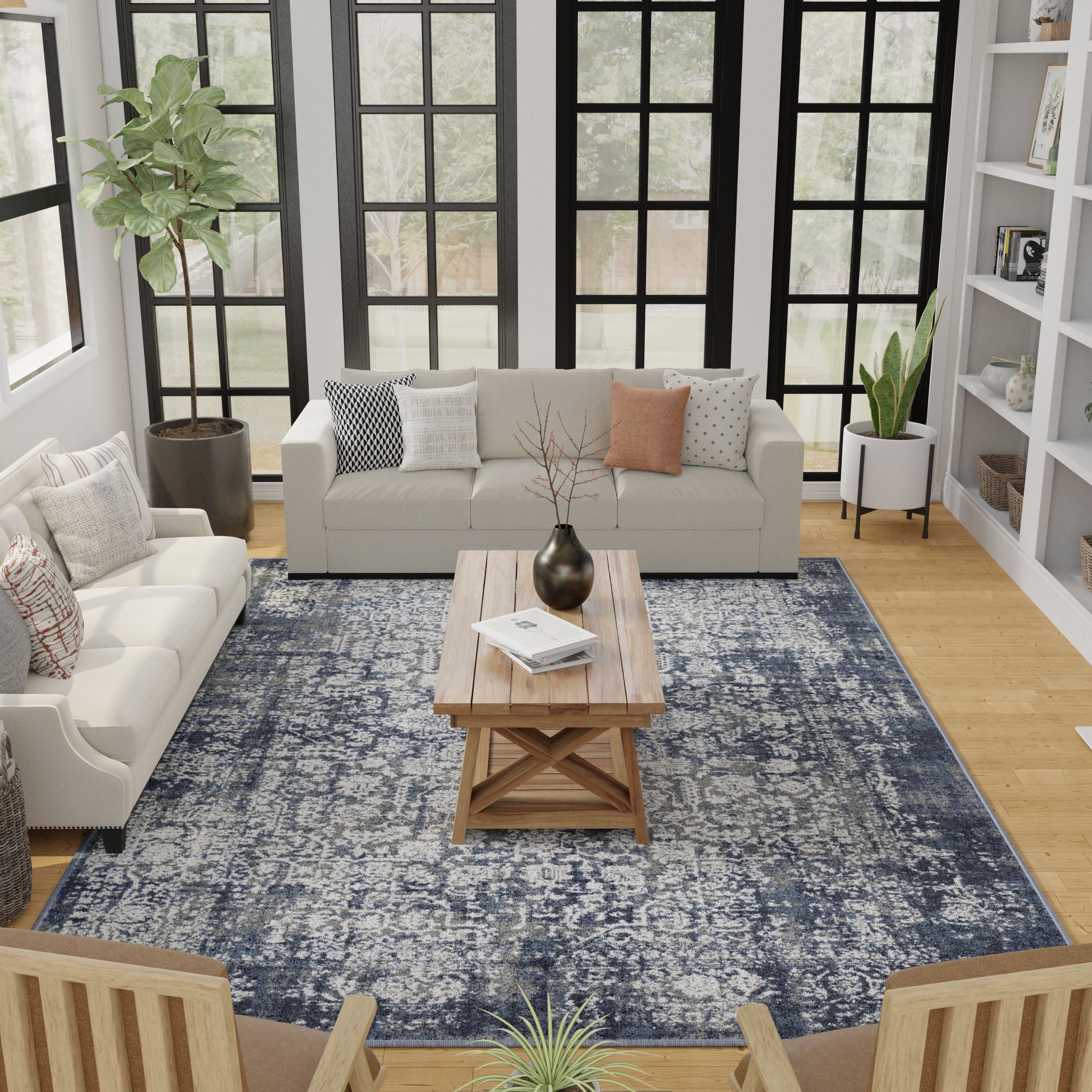 Loomaknoti Aysal Athna 9' x 12' Blue Oriental Indoor Area Rug