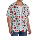 thumbnail image 2 of Hirioo Ladybugs And Flowers 1 for Men's Cuban Collar Short Sleeve Shirt Button Down Shirt Beach Summer Shirts Wedding Vacation Shirts-Medium, 2 of 5