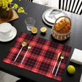thumbnail image 4 of Set of 4 Round Checkered Placemats Machine Washable Durable Linen Table Mats Heat Resistant Wrinkle Free Circular Plaid Place Mats for Dining Table Kitchen, 4 of 6