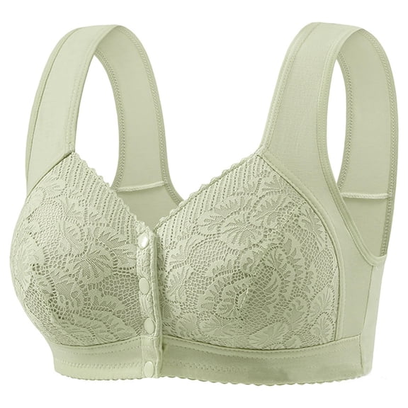 siminsem Women‘s Plus Size Cotton Front Closure Bra Full Coverage No Underwire Wireless Breathable Soft Comfort Bra, Green,A