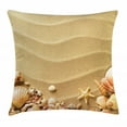 thumbnail image 1 of Shell Throw Pillow Cushion Cover, Various Seashells on Beautiful Sand Coastal Theme Fragile Objects Macro Photograph, Decorative Square Accent Pillow Case, 20" X 20", Multicolor, by Ambesonne, 1 of 2