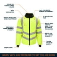 thumbnail image 3 of RefrigiWear HiVis Diamond Quilted Jacket - High-Visibility Insulated Work Jacket, Reflective Safety Outerwear, Warm & Durable, 3 of 6