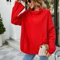 thumbnail image 7 of IROINNID Reduced Womens Sweater Turtleneck Pullover Sweater Solid Color Loose Mid-Length Long Sleeve Sweater Knitted Sweater Tops, 7 of 7
