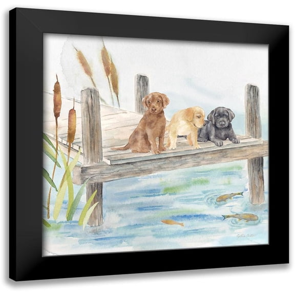 Coulter, Cynthia 12x12 Black Modern Framed Museum Art Print Titled - Woodland Dogs IV