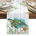 thumbnail image 2 of Turtle Coastal Table Runner, Ocean Starfish Seaweed Gray Wood Grain Cotton Linen Kitchen Table Decoration Washable Dining Tabletop Runners for Home Party Decor 13x36 Inches, 2 of 9