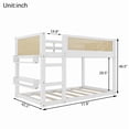 thumbnail image 4 of Mirightone Twin Over Twin Floor Bunk Bed with Storage Shelves and Ladder, Low Bunk Bed with Rattan Guardrails, Space-Saving Bunk Bed Frame, White, 4 of 8