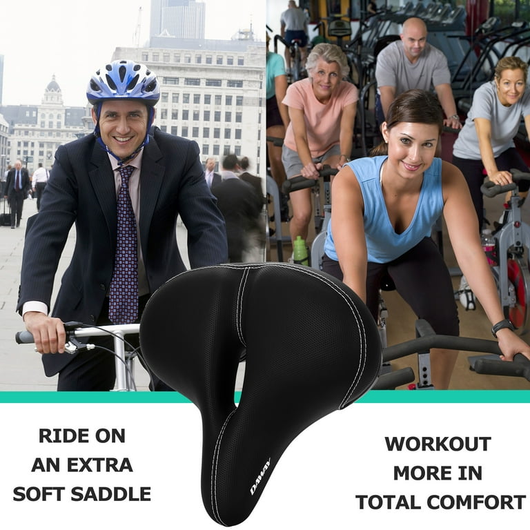 DAWAY C30 Comfortable Oversized Bike Seat Compatible with Peloton Exercise Mountain or Road Bikes Extra Wide Bicycle Saddle Replacement with