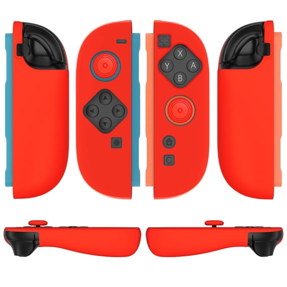 TNP JoyCon 2 Case Cover for Nintendo Switch 2 2025 - Protective Silicone Switch 2 Joycon Cover with Thumb Grip Caps - Ergonomic Anti-Slip Soft Shell Skin Case for Joy Con Controller (Red)