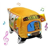 Bundaloo Animated Plush Musical School Bus - Soft Plush Toy Plays Wheels on The Bus Song - Shakes and Bounces - Lips Move and Headlights Light Up - Fun Gift for Babies and Toddlers (School Bus)