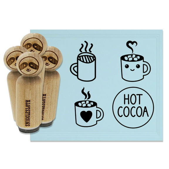 Hot Chocolate Lover with Marshmallows Rubber Stamp Set for Scrapbooking Crafting Stamping - Mini 1/2 Inch