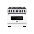 thumbnail image 2 of ZLINE Autograph Edition 36 in. 5.2 cu. ft. Classic Gas Range with 6 Burner Cooktop and Convection Gas Oven in DuraSnow Stainless Steel with White Matte Door and Matte Black Accents (CGRSZ-WM-36-MB), 2 of 2