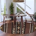 thumbnail image 4 of 7ft Round Rug, Brown Boho Non-Skid Rubber Backing Large Area Rugs - Living Room Bedroom Home Office, Vintage Ethnic Tribe Retro Abstract Art Indoor Floor Mat Carpets Washable Rug, 4 of 9
