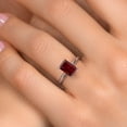thumbnail image 4 of Gem Stone King 14K White Gold Red Garnet Solitaire Engagement Ring for Women | 3.90 Cttw | Emerald Cut 10X8MM | Gemstone January Birthstone | Size 6, 4 of 6