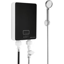 Electric Tankless Water Heater, 6000W 220V Instant Water Heater with Shower Head, IPX4 Water-Proof Level Water Heater with LED Display for Kitchen Washing Bathroom Shower, Black