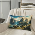thumbnail image 4 of Plush Throw Pillow Covers, Valley River Dinosaur Pillow Cases with Invisible Zipper, Breathable Microfiber Pillow Cases Standard Size for Sleeping Bedroom Sofa Living Room 16x24, 4 of 5