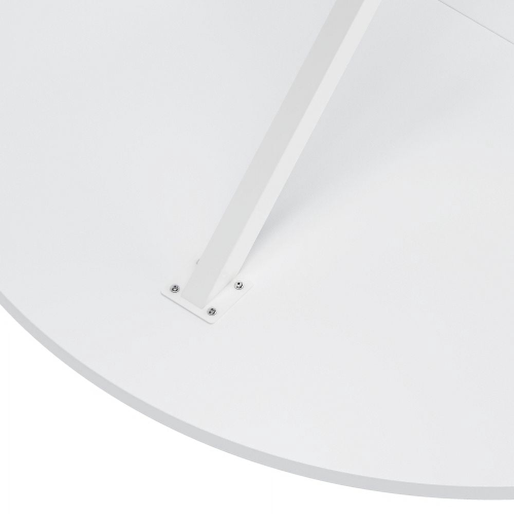BSHTI 42.13" Modern Cross Leg Round Dining Table, White Top Occasional Table, Two Piece Removable Top, Matte Finish Iron Legs