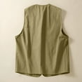 thumbnail image 2 of Women's Cotton Linen Vest Tops Button Down Sleeveless Waistcoat Loose Comfy Trend Casual Cardigan Plain Tank Top Summer Fashion Vests Holiday Going Out Top, 2 of 3