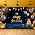 thumbnail image 5 of Golden Theme Happy Birthday Banner Decorative Design Crown Element Party Backdrop for Birthday Party Indoor Decoration Photo Shoot, 5 of 7