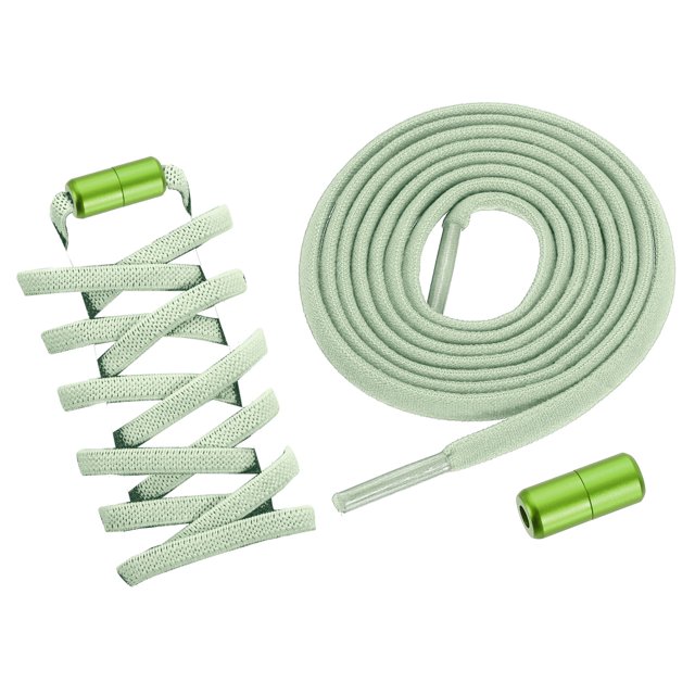 2 Paquete de Cordones Elásticos con Hebilla de Bloqueo Sin Nudos Verde Claro