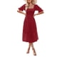 thumbnail image 3 of SAYOO Vestido largo de verano para mujer, manga corta, cuello cuadrado, sin espalda, vestido de lunares suizos SAYOO  Vida cotidiana, 3 of 6