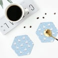 thumbnail image 3 of Bingfone Vintage Goose White Flowers Leather Drinks Coasters with Set of 6,Suitable for Home Kitchen,Coffee Cup Coasters Home Gift, 3 of 7