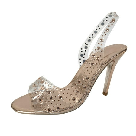

Youmylove Women High Heels Ladies Fashion Summer Rhinestone Fish Mouth Pointed Toe Thin High Heel Sandals Zapatos De Mujer