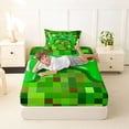 thumbnail image 4 of Erosebridal 3D Gaming Geometric Twin Sheet Sets For Kids Gamer,Pixelated Miners Gamer Bedding For Boys 3-Piece, 4 of 6