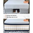 thumbnail image 7 of Navy Beige Striped Wrap Around Bed Skirts for Queen Bed 16" Drop, Bed Skirt with Adjustable Elastic Belt Dust Ruffle Bed Valance for Bedroom Hotel Luxury Gradient Geometric Blue White Bed Frame Cover, 7 of 7