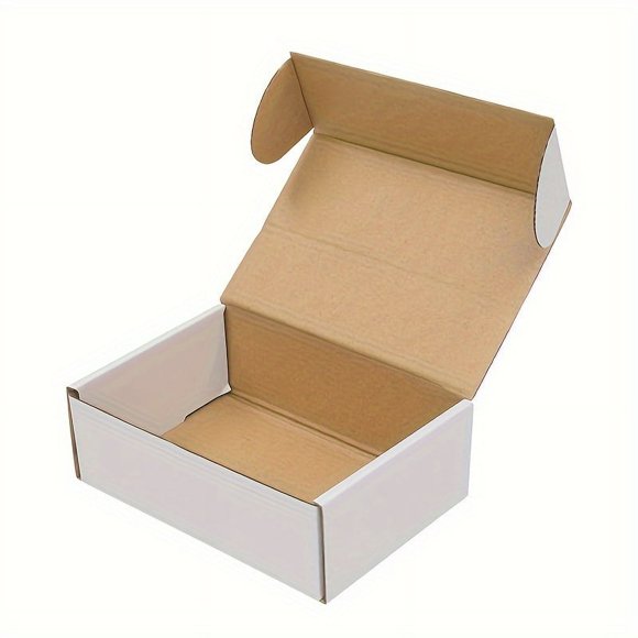 MesaSe 50 Boîtes en Papier Ondulé 6x4x2”(15.2 * 10 * 5cm) Blanc Extérieur et Intérieur Jaune