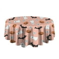 thumbnail image 5 of Pastel Halloween Icons Pattern Round Tablecloth 60"x60",Wrinkle Wipeable Table Cloth for Kitchen Dining Room Picnic Patio Party, 5 of 6
