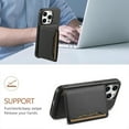 thumbnail image 6 of Detachable Wallet Case for iPhone 14 Pro Max, Flip Magnetic Card Holder for Phone Case with Stand, Kickstand Card Holders Stick on PU Leather Phone Case Shockproof Cover for iPhone 14 Pro Max, Black, 6 of 10